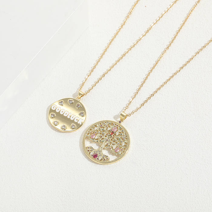 Lady Letter Copper 14K Gold Plated Zircon Pendant Necklace In Bulk