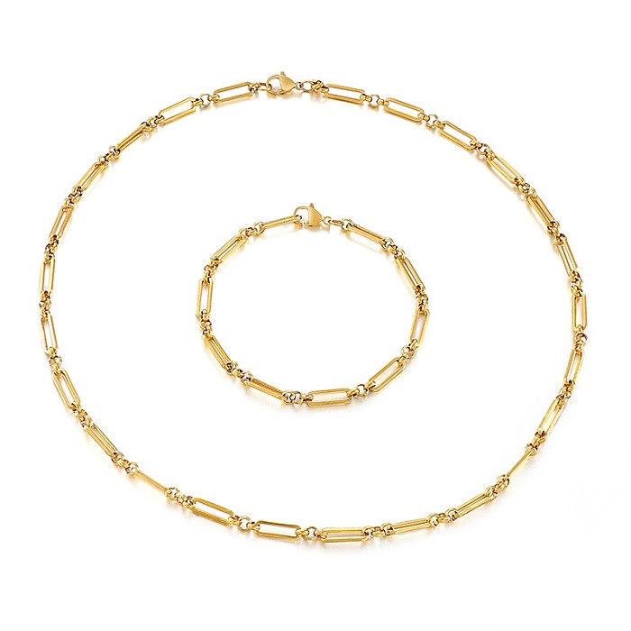 Design Sense Fashion Titanium Steel Bracelet Necklace Set Wholesale jewelry