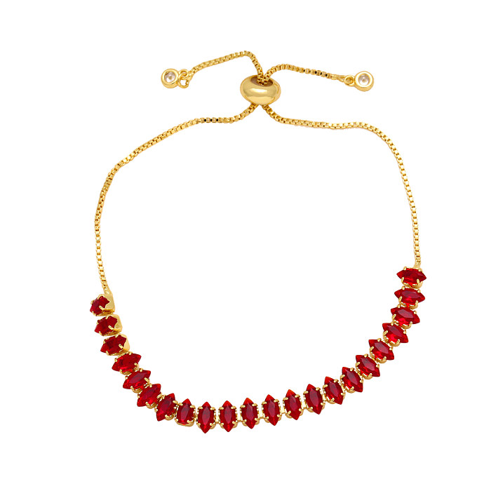 1 Piece Simple Style Leaf Copper Plating Inlay Zircon Bracelets