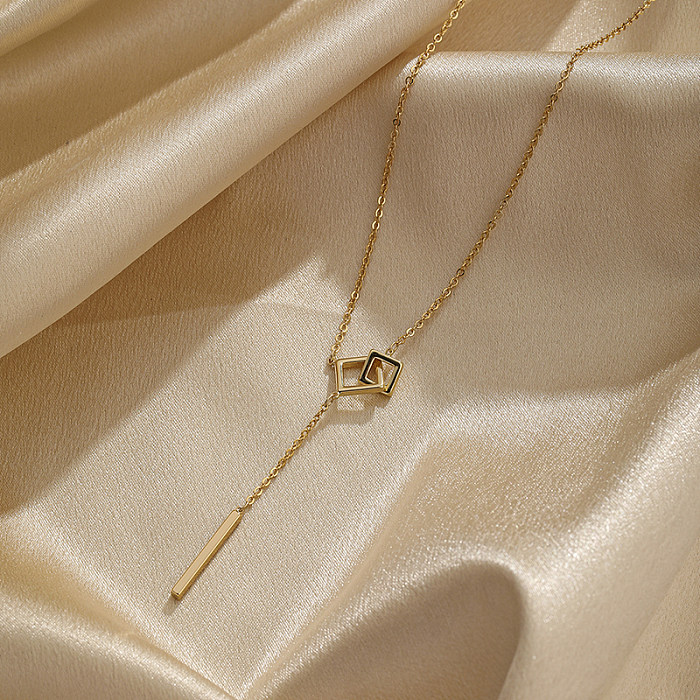 Collar chapado en oro de 18 quilates con revestimiento de cobre geométrico de estilo simple informal