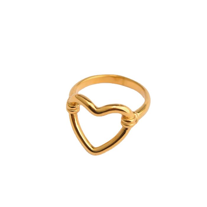 Classic Style Heart Shape Stainless Steel Plating 18K Gold Plated Rings