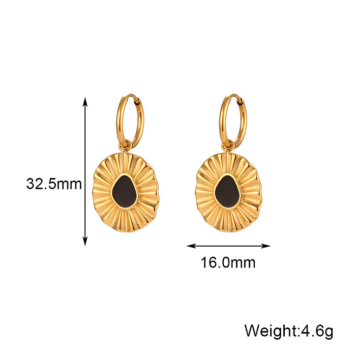 Simple Style Irregular Stainless Steel Enamel Plating 18K Gold Plated Earrings Necklace