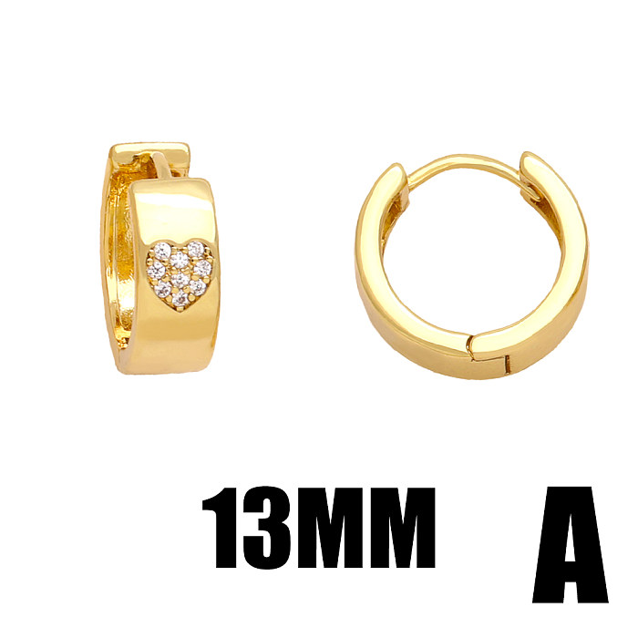 1 Pair Elegant Lady Simple Style Heart Shape Plating Inlay Copper Zircon 18K Gold Plated Earrings