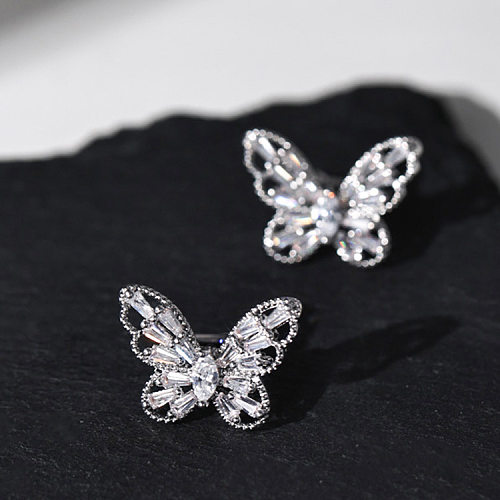 1 Pair Fashion Butterfly Copper Inlay Zircon Earrings