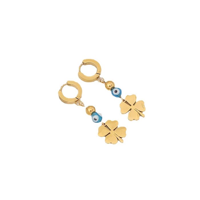 Conjunto de joias femininas banhadas a ouro com revestimento de aço titânio olho do diabo da moda