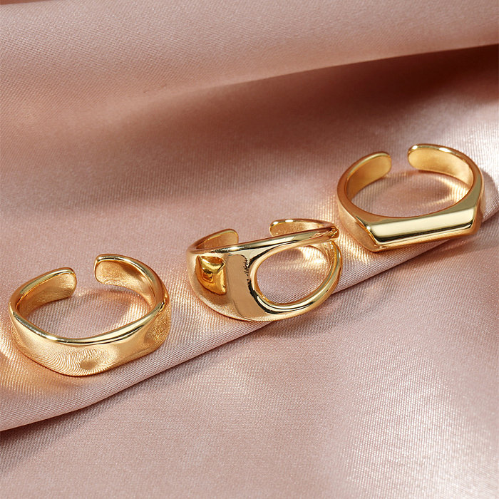Vintage Style Simple Style Geometric Copper Open Ring In Bulk