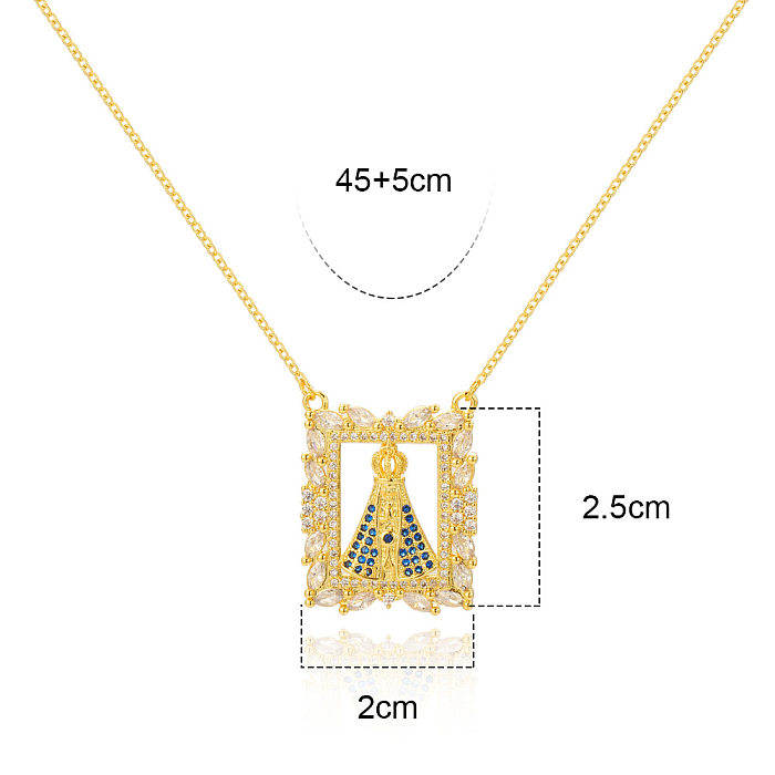 Elegante Damen-Halskette mit geometrischem Kupfer-Inlay-Zirkon-Anhänger