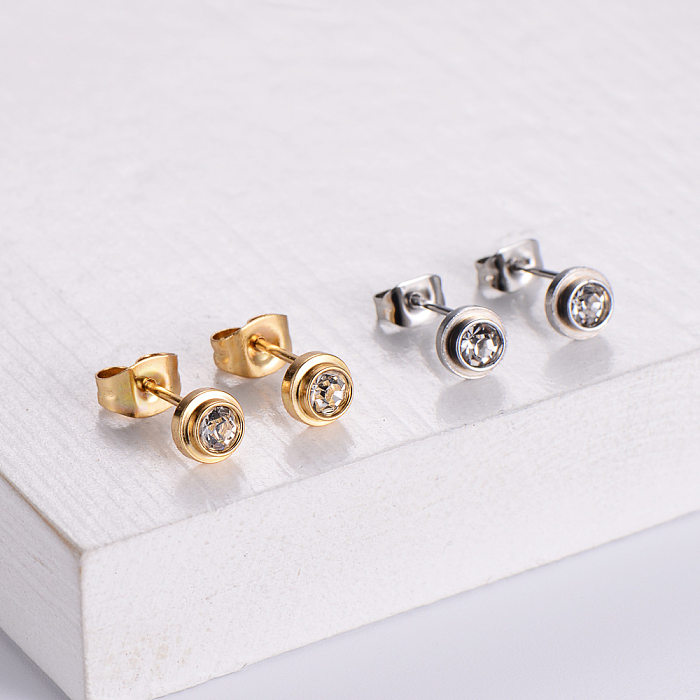 Fashion Simple Titanium Steel Diamond Roman Numerals Necklace Earrings Set