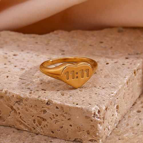 Anéis banhados a ouro 18K em formato de coração retrô estilo francês