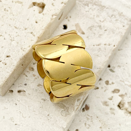 Modern Style Solid Color Stainless Steel Gold Plated Wide Band Ring In Bulk