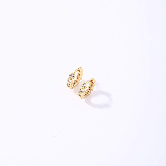 1 Pair Casual Simple Style Round Plating Inlay Copper Zircon Gold Plated Earrings