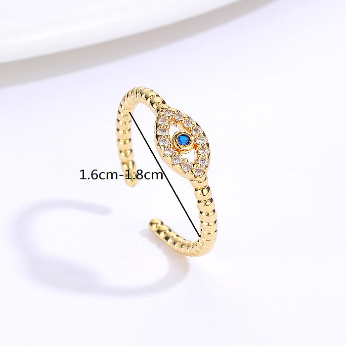 Fashion Simple Copper Electroplated 18K Gold Zircon Eye Ring