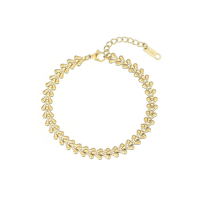 Casual Solid Color Stainless Steel Plating White Gold Plated Gold Plated Bracelets Necklace
