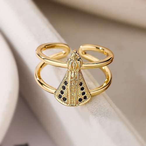 Simple Style Commute Human Copper Plating Inlay Zircon 18K Gold Plated Open Rings