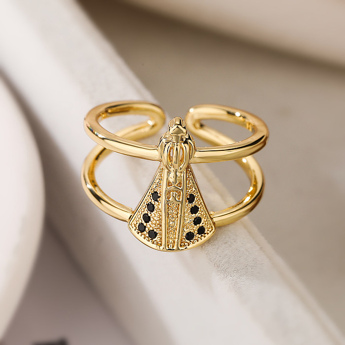 O estilo simples comuta anéis abertos banhados a ouro humanos do zircão 18K do embutimento do chapeamento de cobre