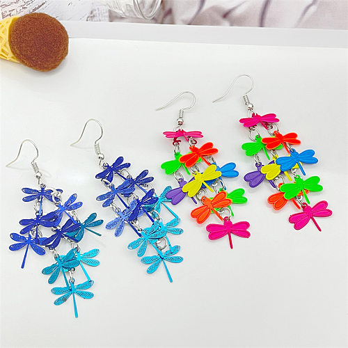 1 Pair Retro Simple Style Dragonfly Copper Hollow Out Drop Earrings