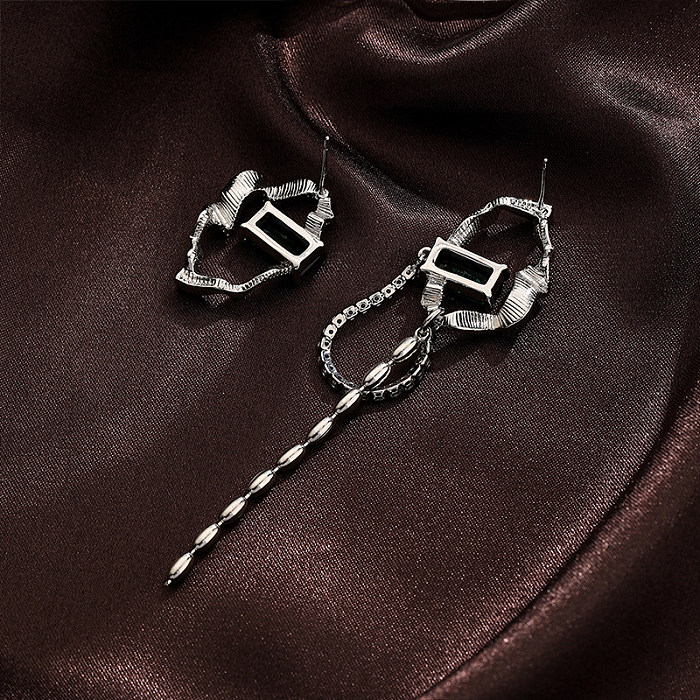 1 Pair Simple Style Solid Color Plating Inlay Copper Zircon Silver Plated Drop Earrings