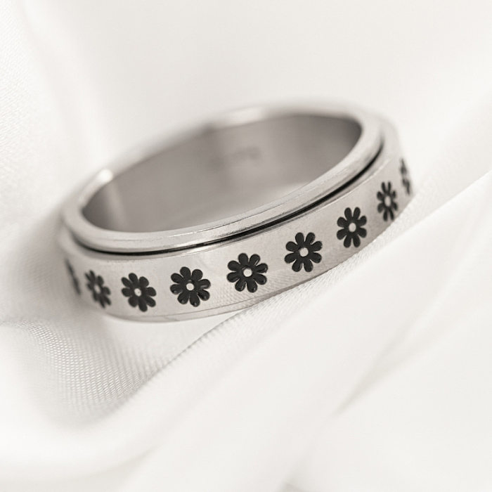 Wholesale Simple Style Flower Stainless Steel Rings