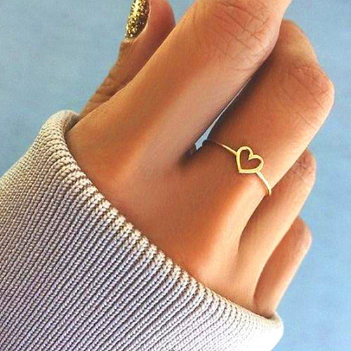 Simple Style Heart Shape Stainless Steel Open Ring