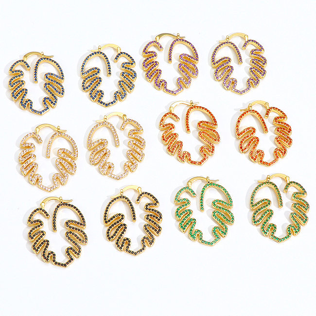 1 Pair Elegant Streetwear Leaf Copper Earrings