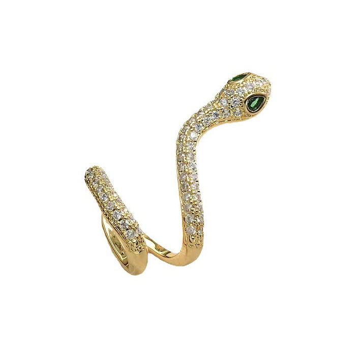 1 Piece Retro Snake Leopard Inlay Copper Zircon Ear Clips