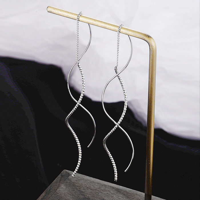 1 paire de boucles d'oreilles pendantes en placage de cuivre, Style Simple, vagues