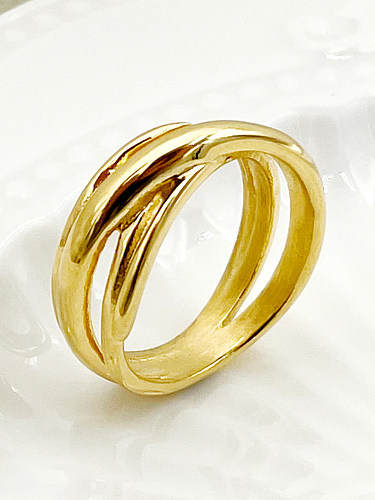 Anéis folheados a ouro de aço inoxidável da cor sólida retro do estilo simples no volume