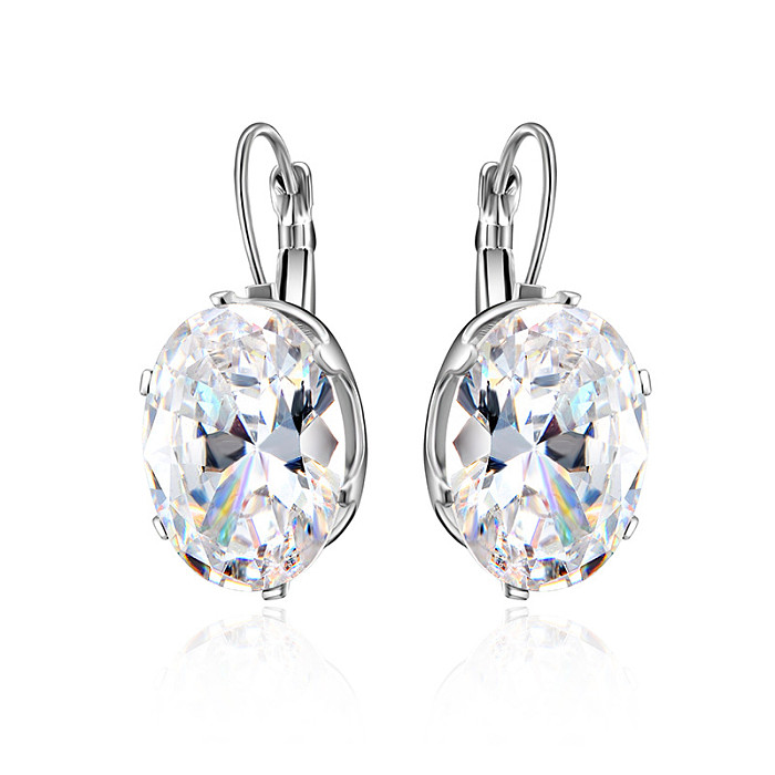 1 Pair Casual Sweet Simple Style Oval Water Droplets Inlay Copper Zircon Ear Studs