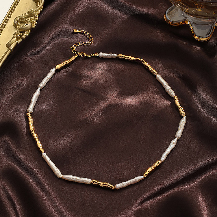 Vintage-Stil, schlichter Stil, römischer Stil, geometrisches Kupfer, 18 Karat vergoldete Halskette in großen Mengen