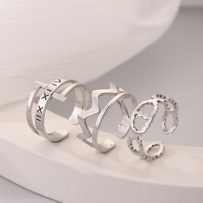 Anéis ocos de aço inoxidável circular de estilo simples