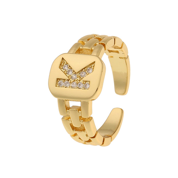 Fashion New Style Simple Copper 18K Gold 26 English Letter Ring