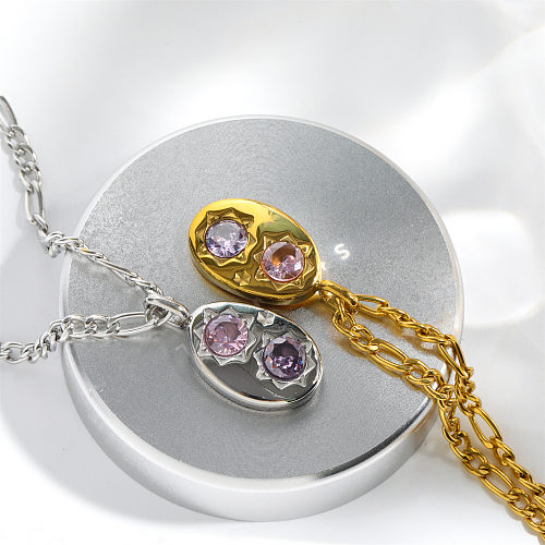 Collar de pendientes chapado en oro de 18 quilates con incrustaciones de acero de titanio geométrico de estilo simple elegante