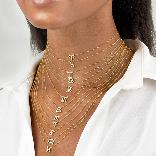 Modische Halskette mit Sternbild-Kupfer- und vergoldetem Zirkon-Anhänger