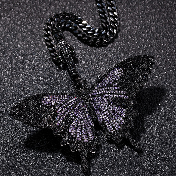 Hip-Hop klassischer Stil Schmetterling Kupfer Zirkon Charms Anhänger Halskette in großen Mengen