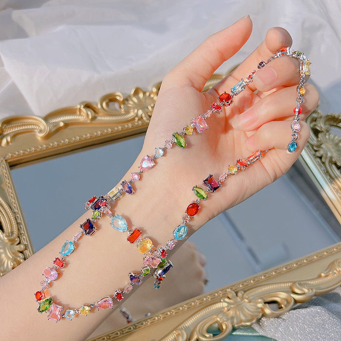 Sweet Water Droplets Copper Inlay Artificial Gemstones Bracelets Earrings Necklace