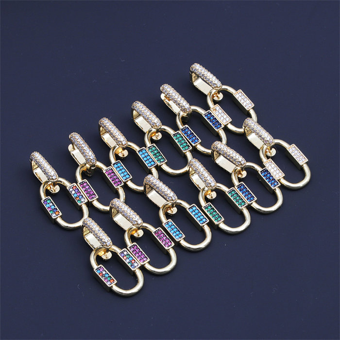 1 Pair Elegant Color Block Plating Inlay Copper Zircon Gold Plated Earrings