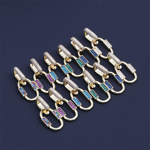 1 Pair Elegant Color Block Plating Inlay Copper Zircon Gold Plated Earrings
