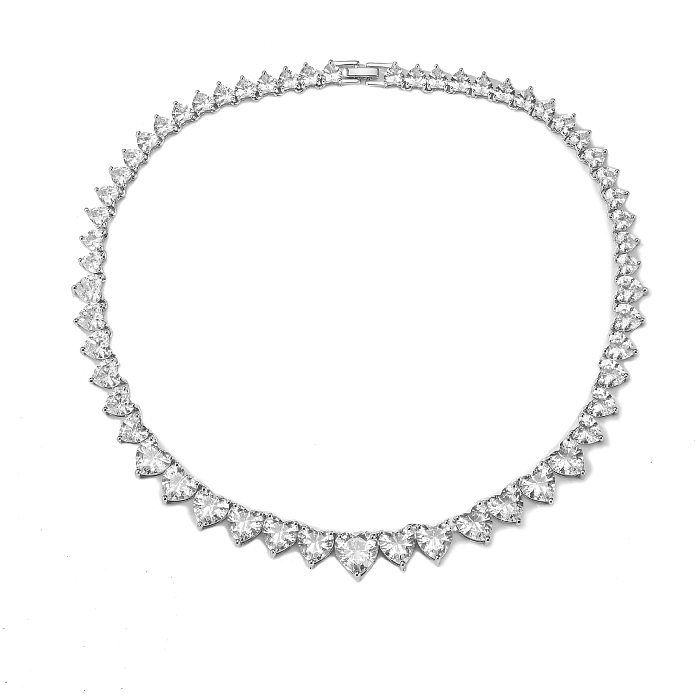 Fashion Heart Copper Diamond Necklace