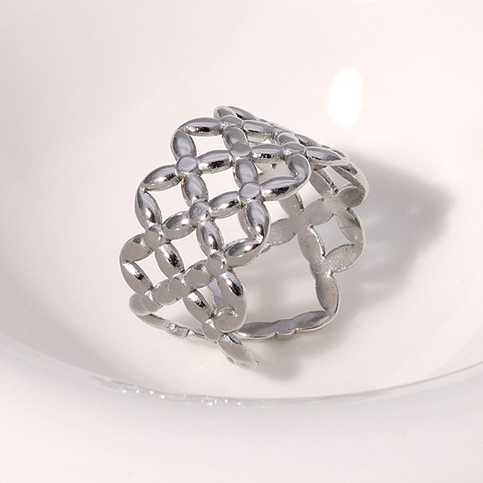 Retro Geometric Stainless Steel Hollow Out Open Ring