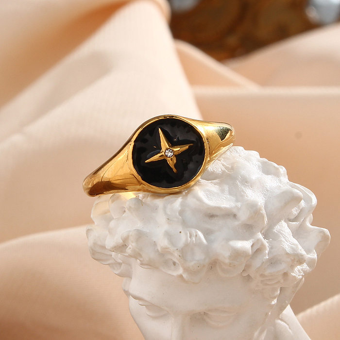Fashion Wholesale Vintage Drip Compass Disc Stainless Steel Ring