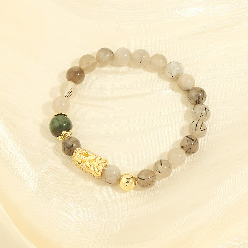 Grenzüberschreitend verkaufter Schmuck, gemischte Farbe, Halbedelstein-Perlen-Armband, Herren- und Damenmode, Persönlichkeit, eingelegtes grünes Auge, Zirkon-Haarnadel-Kopf-Armband