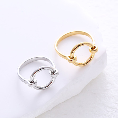 Simple Style Commute Solid Color Stainless Steel Plating 24K Gold Plated Rings