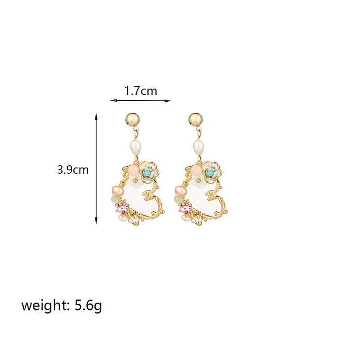 1 Pair Simple Style Commute Letter Heart Shape Bow Knot Plating Inlay Copper Crystal Glass Zircon 14K Gold Plated 18K Gold Plated Earrings