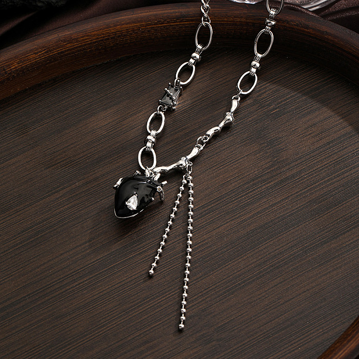 Vintage Style Heart Copper Zircon Necklace In Bulk