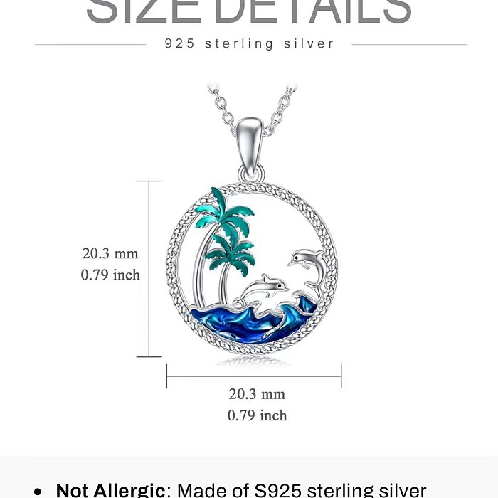 Simple Style Coconut Tree Spray Dolphin Copper Plating Pendant Necklace 1 Piece
