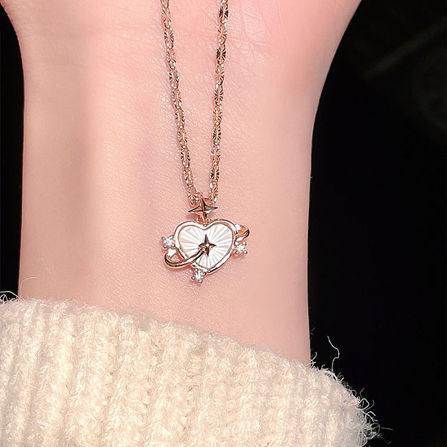 Senz Track Necklace Female With Hearts Fritillary Pendant Special Interest Light Luxury Heart-Shaped Collarbone Necklace Sweet Girly Ornament