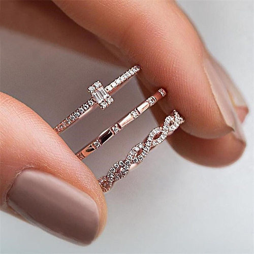 New Fashion Zircon Creative Cross Copper Fine Ring