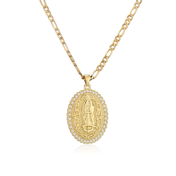 Europa und Amerika Schmuck Kupfer Micro-Intarsien Zirkon Jungfrau Maria Anhänger goldene Halskette