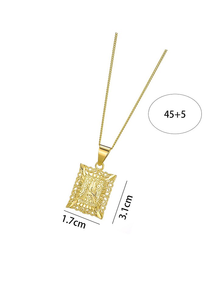 Retro Letter Stainless Steel Copper Plating Inlay Zircon 18K Gold Plated Pendant Necklace
