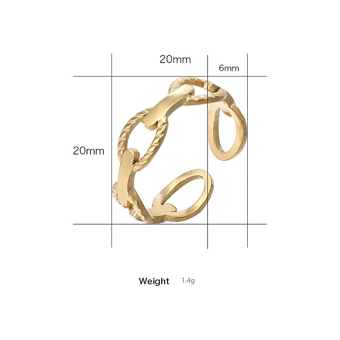 Fashion Simple Gold Plated Geometric Open Adjustable Titanium Steel Ring